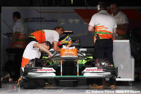 フォース・インディア、安全のためフリー2は早めに走行終了