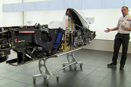 【動画】ザウバー、真っ二つのカットモデルでF1マシンの内部構造を解説