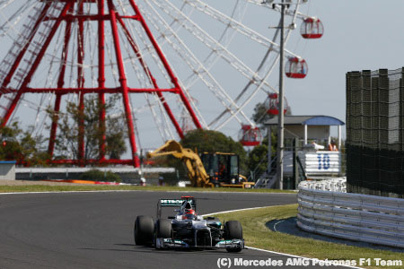 最後の鈴鹿でシューマッハ4番手、可夢偉6番手＝F1日本GPフリー走行3回目
