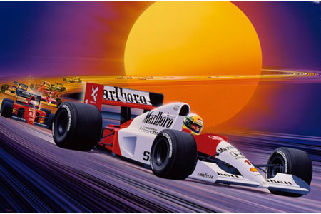 長岡秀星「アイルトン・セナ～栄光への軌跡」原画など展示