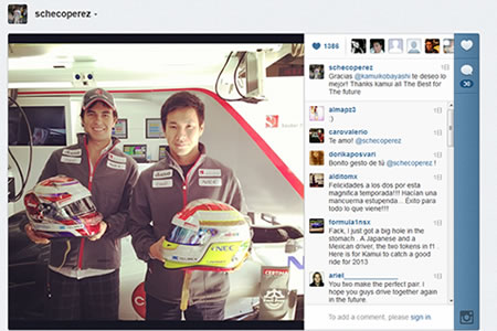 ペレス「ありがとう可夢偉。将来の幸運を願っているよ」