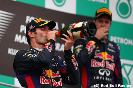 ウェバーがベッテルに激怒。優勝記念撮影が中止に