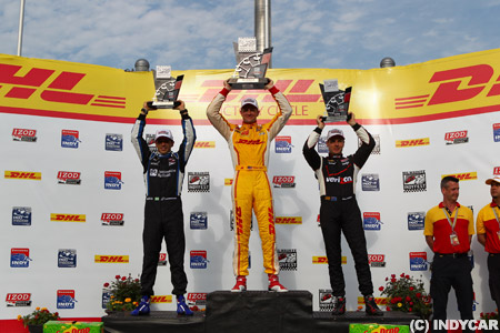 インディ第9戦はハンターレイが優勝、一時トップを走った琢磨は