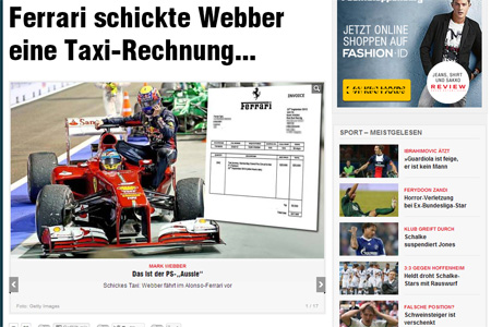 フェラーリ、ウェバーに「タクシー代」を請求