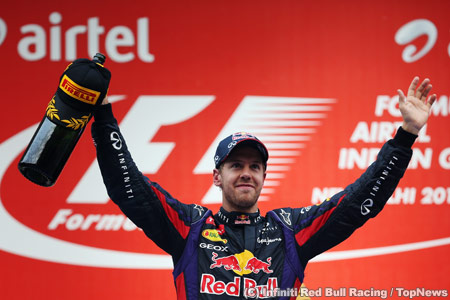 ベッテル、史上最年少でF1を4連覇の偉業達成／F1インドGP決勝