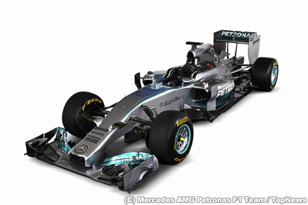 メルセデスAMG、2014年F1マシンW05のノーズはフェラーリ型