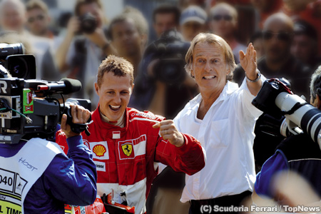 シューマッハにエールを贈るフェラーリ会長