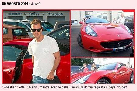 ベッテルが父親にフェラーリをプレゼント
