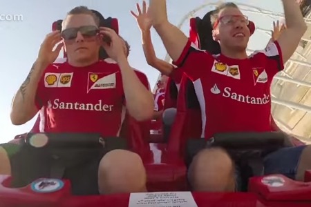 【動画】ベッテルとライコネン、フェラーリワールドで恒例の世界最速ジェットコースターに乗車
