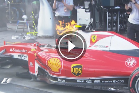 【動画】ライコネンリタイア 頭上で火が噴き出す