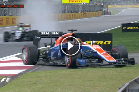 【映像】予選Q1で赤旗中断　ホームストレートでクラッシュ