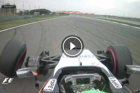 【映像】予選Q2でも赤旗中断　ヒュルケンベルグのタイヤ外れる