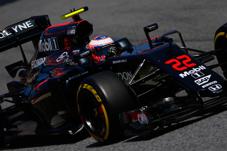 【マクラーレン・ホンダ】「フェルナンド、おみごと」ジェンソン・バトン／F1スペインGP2日目