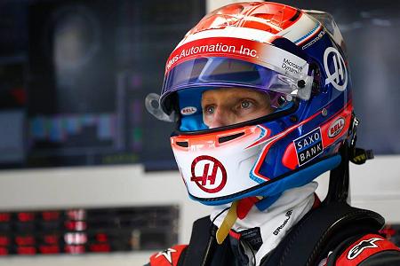 フロントウイング破損の原因究明を求めるグロージャン