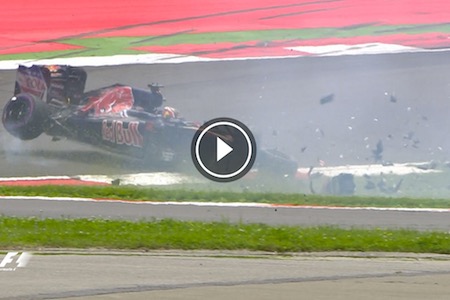 【予選Q1動画】クビアト、黄色い縁石でクラッシュ