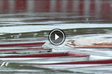 【動画：大雨の予選Q1】3度目の赤旗中断　残り5分20秒でストップ　バトン16番手ギリギリでQ1突破なるか？