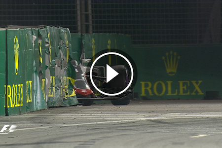 【動画】グロージャン、Q2でクラッシュ／F1シンガポールGP予選