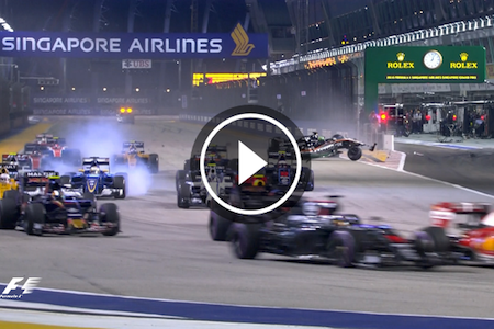 【動画】スタート直後にヒュルケンベルグがクラッシュ！／F1シンガポールGP