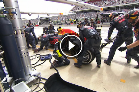【動画】レッドブル、フェルスタッペンのピットインに大慌て／F1アメリカGP