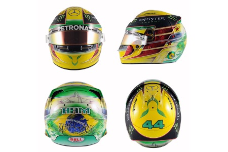 ルイス・ハミルトン、『アイルトン・セナ仕様』のヘルメットでブラジルGPへ挑む