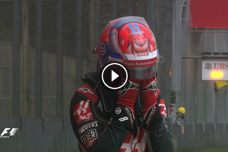 【動画】ロマン・グロージャン、レース前にスピン、クラッシュでリタイア