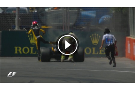 【P3動画】ルノーから炎が上がる･･･／F1アゼルバイジャンGPフリー走行3回目