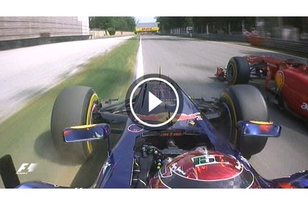 【動画】ベッテル、芝生にタイヤを落としながらアロンソをオーバーテイク