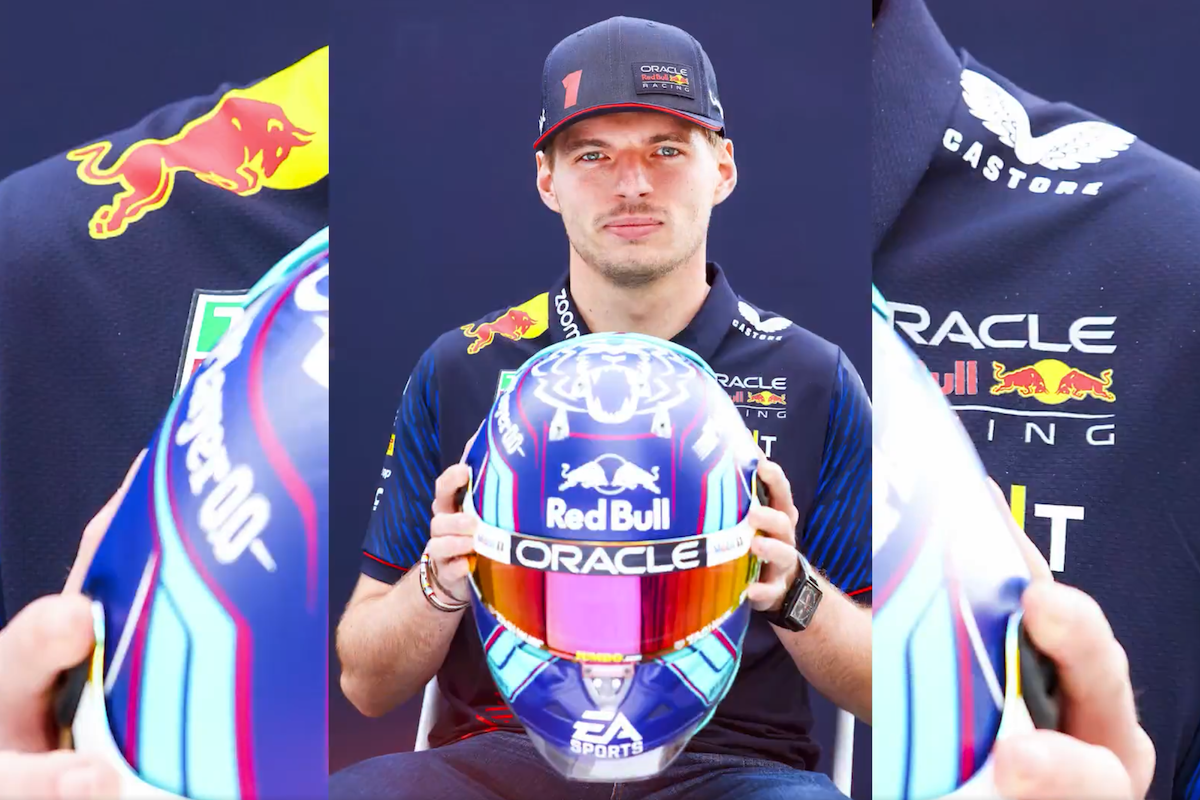 フェルスタッペン、“ターコイズ”カラーのF1マイアミGP特別ヘルメット公開