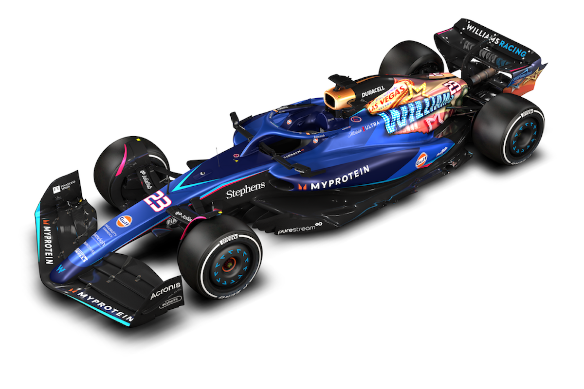 【画像】ウィリアムズ、“ド派手”なネオンを再現した特別カラーリングでF1ラスベガスGPに臨む