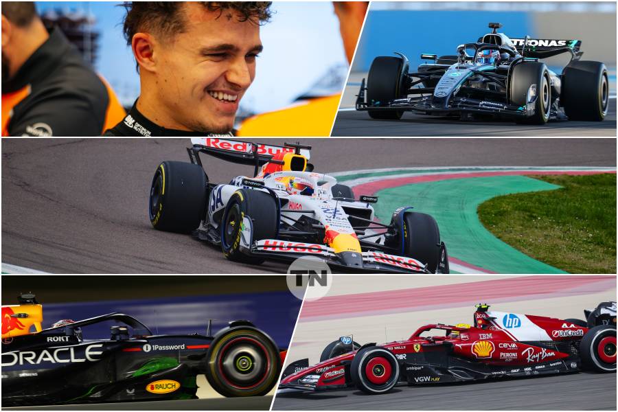 【F1テスト初日タイム】王座狙うノリス最速！角田裕毅＆ハジャーは0.021秒差、ハミルトン13番手…停電で波乱！