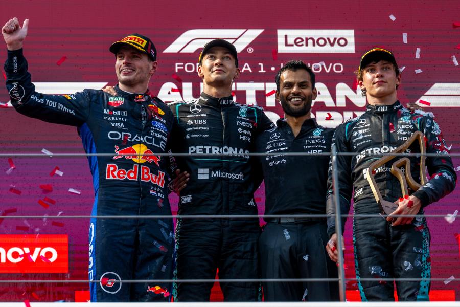 【F1オーストリアGP｜決勝＆コメント】ラッセルが勝利！フェルスタッペン白熱の2位争い、アントネッリは0.3秒差まで迫る