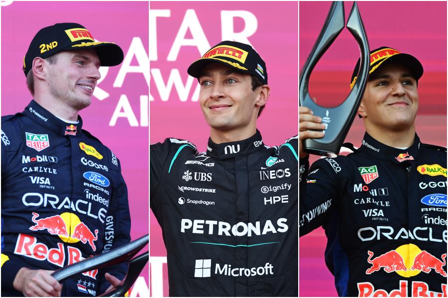 【F1アゼルバイジャンGP｜決勝ダイジェスト】ラッセル、フェルスタッペンをわずか0.196秒差で振り切り優勝！復帰ハジャーが3位表彰台